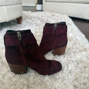 Women's Burgundy Suede Ankle Boots